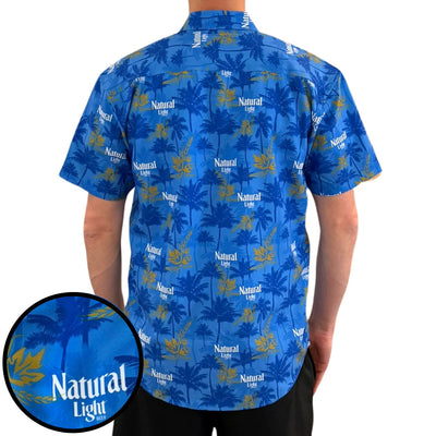Super Stretch - Blue Palms Natural Light Hawaiian Shirt