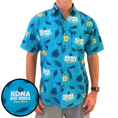 Super Stretch - Big Wave Kona Beer Hawaiian Shirt