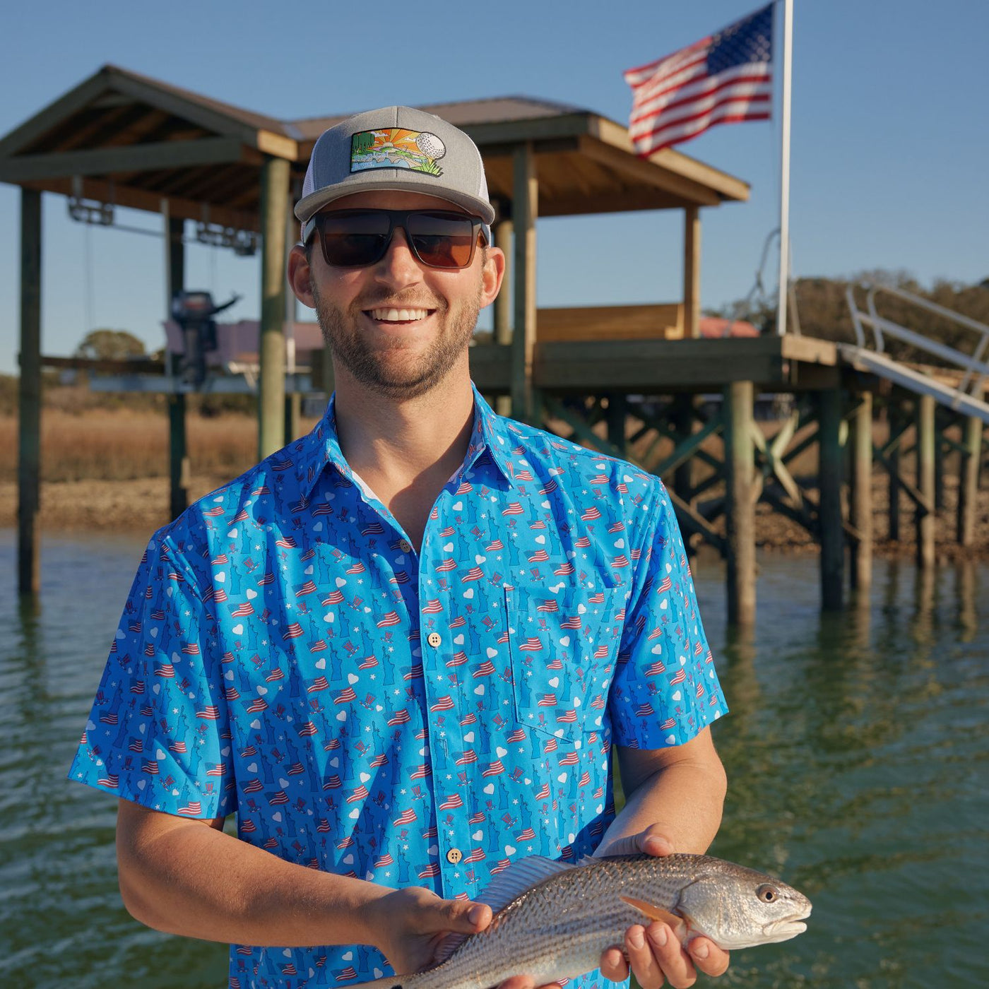 Super Stretch - Proud American Hawaiian Shirt