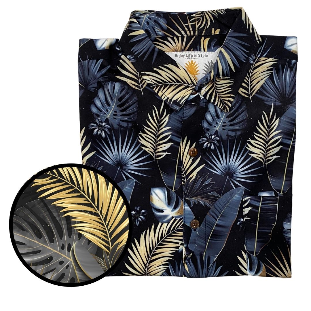 Super Stretch - Gold Palms Hawaiian Shirt