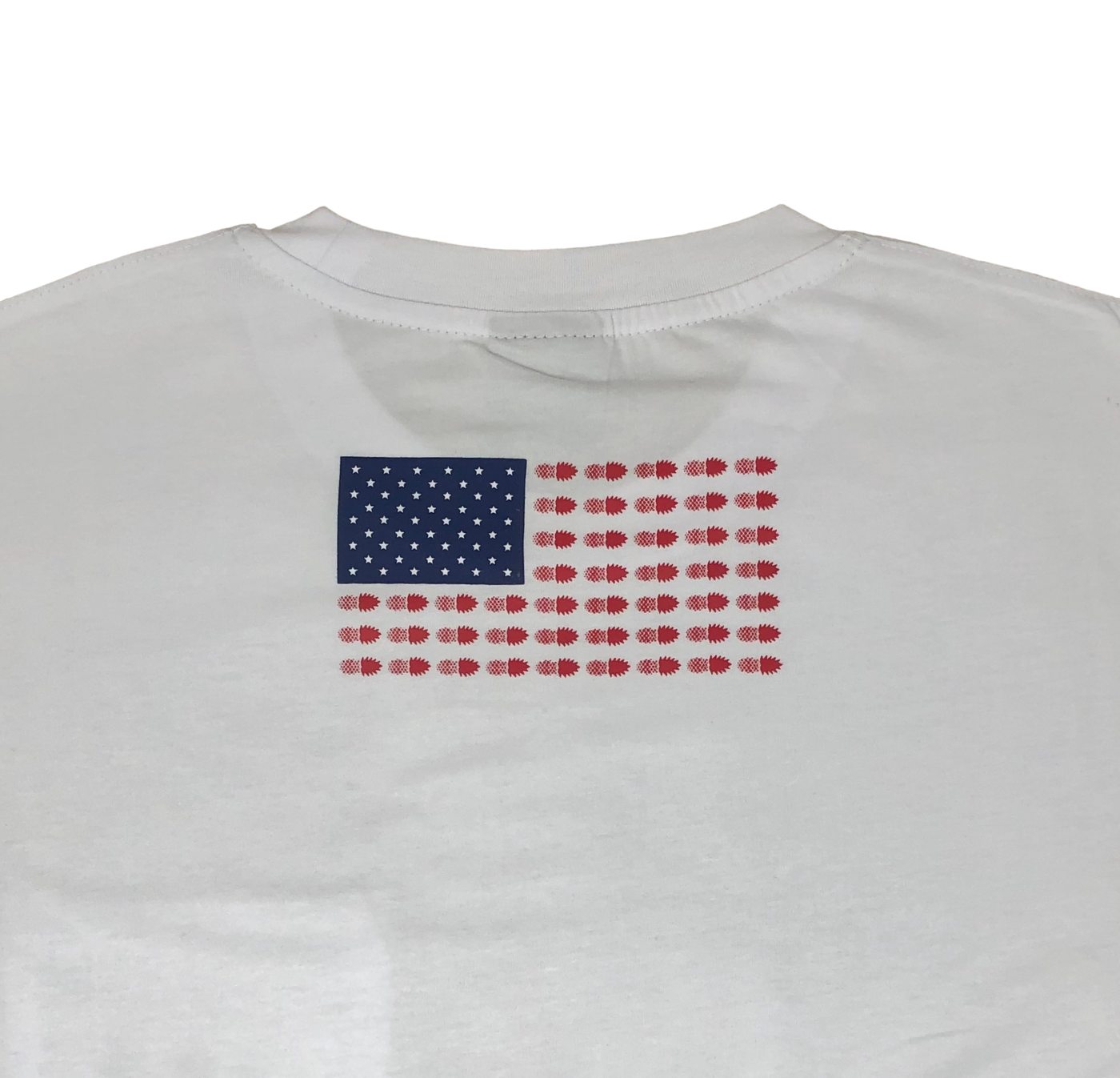 White Pocket Tee - USA Flag