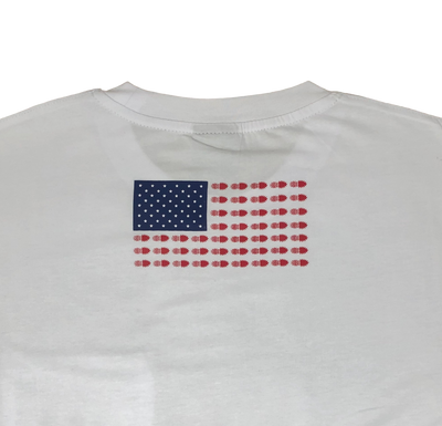 White Pocket Tee - USA Flag
