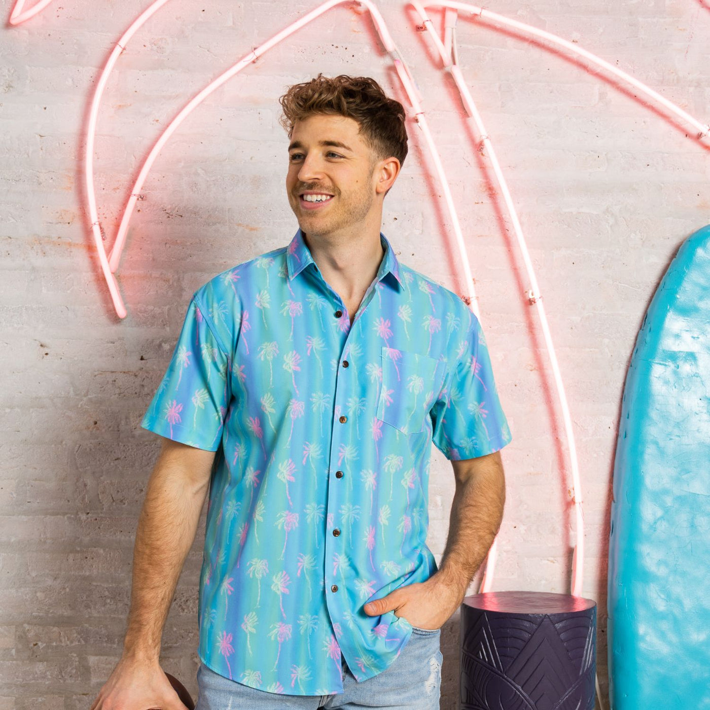 Super Stretch - Tahiti Palms Hawaiian Shirt